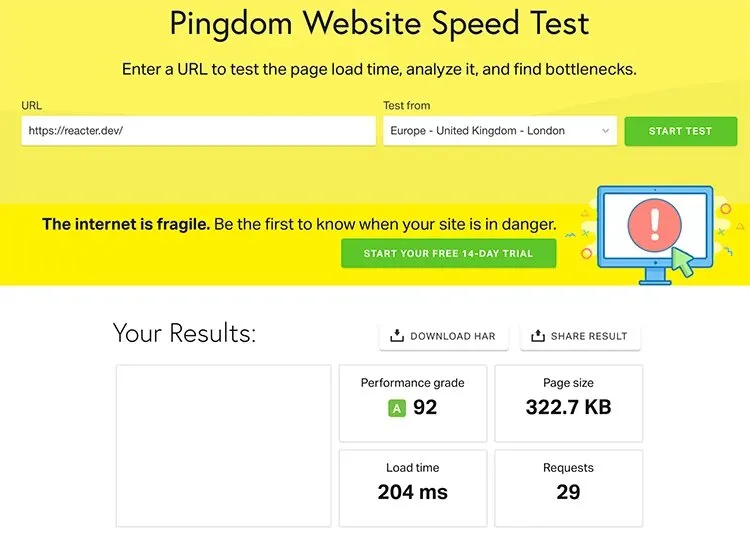 Conseguir un 100 en pingdom tools