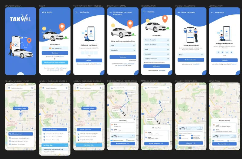 Diseño UX UI para app taxi
