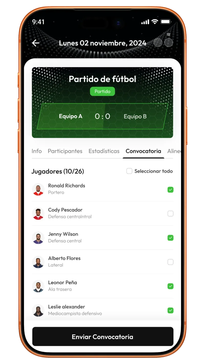 app gestión convocatorias deportivas kapitan control asistencia jugadores software clubes deportivos