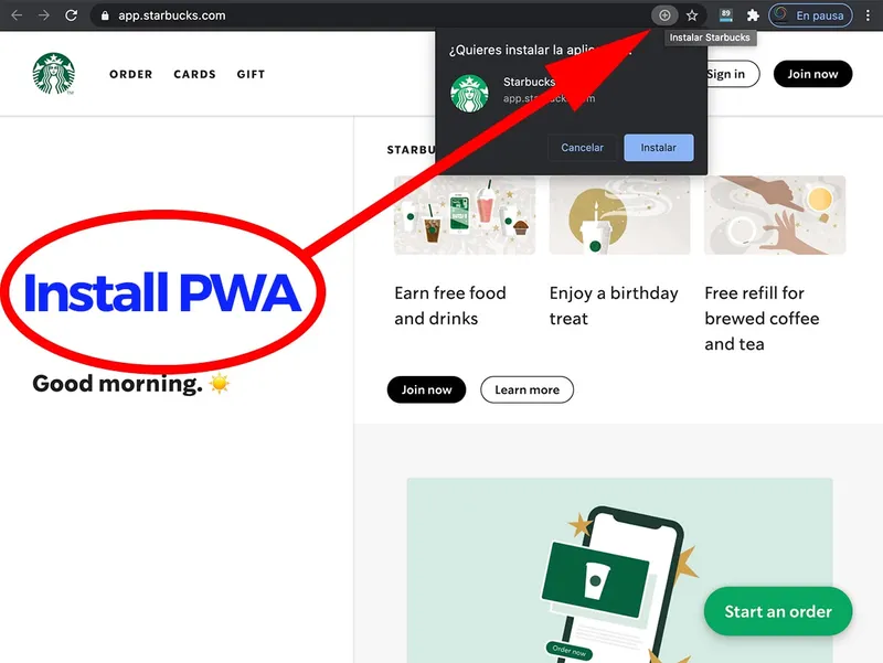 como instalar una PWA