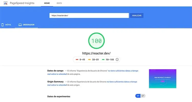 conseguir un 100 en pagespeed