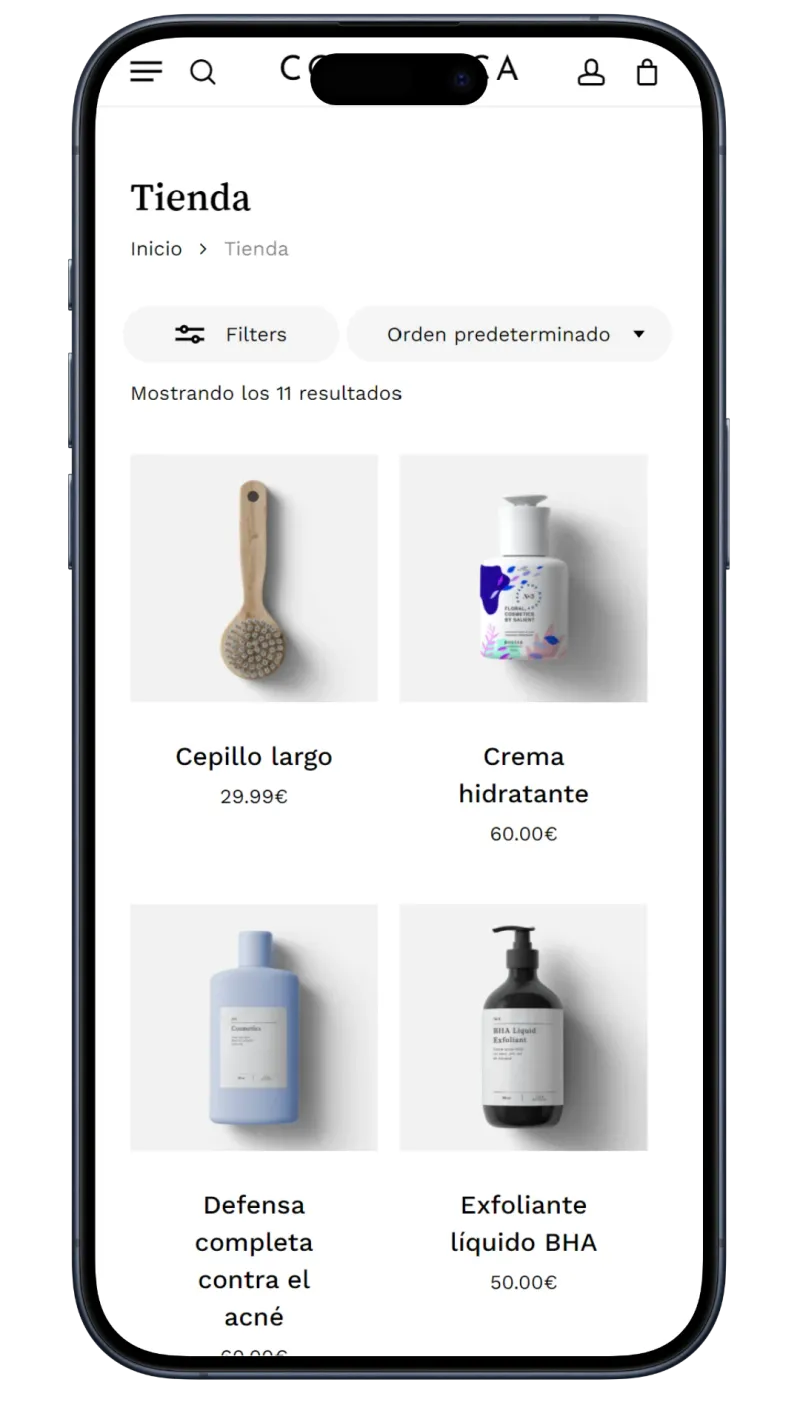 ejemplo app cosmética