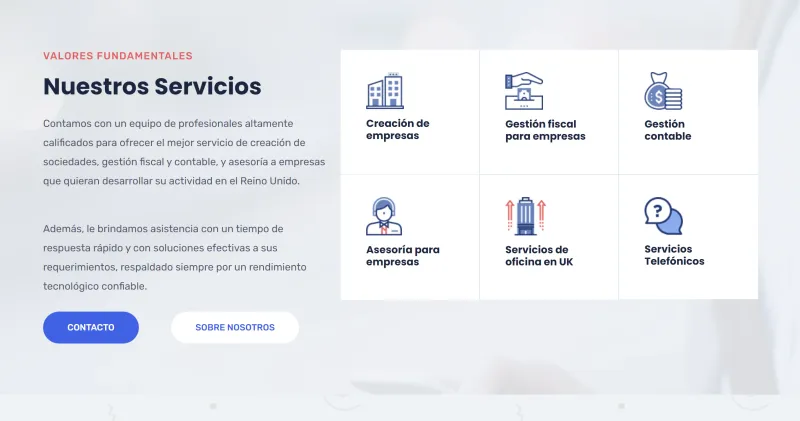 página de servicios
