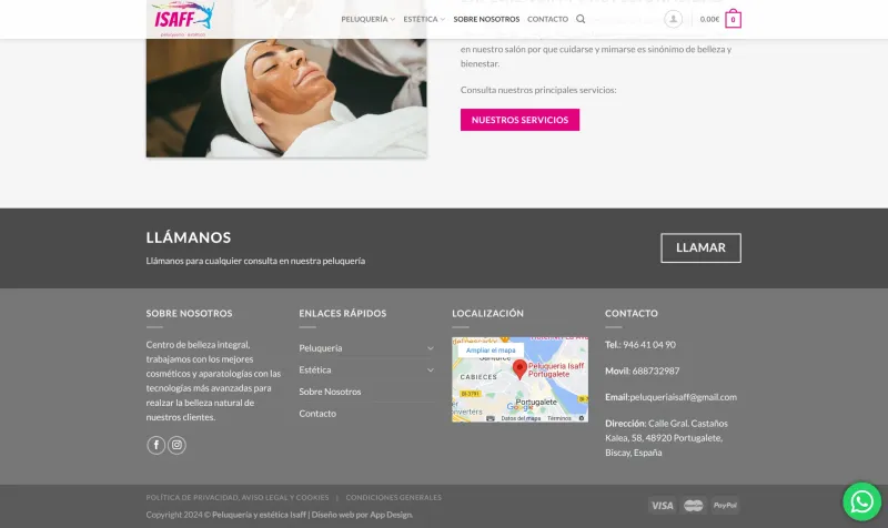 pie de página web peluquería