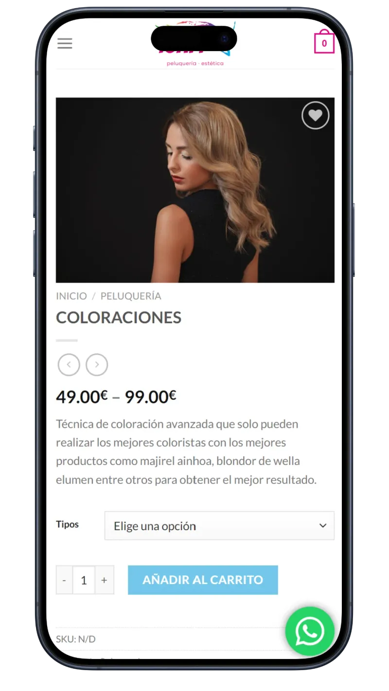 tienda peluquería app