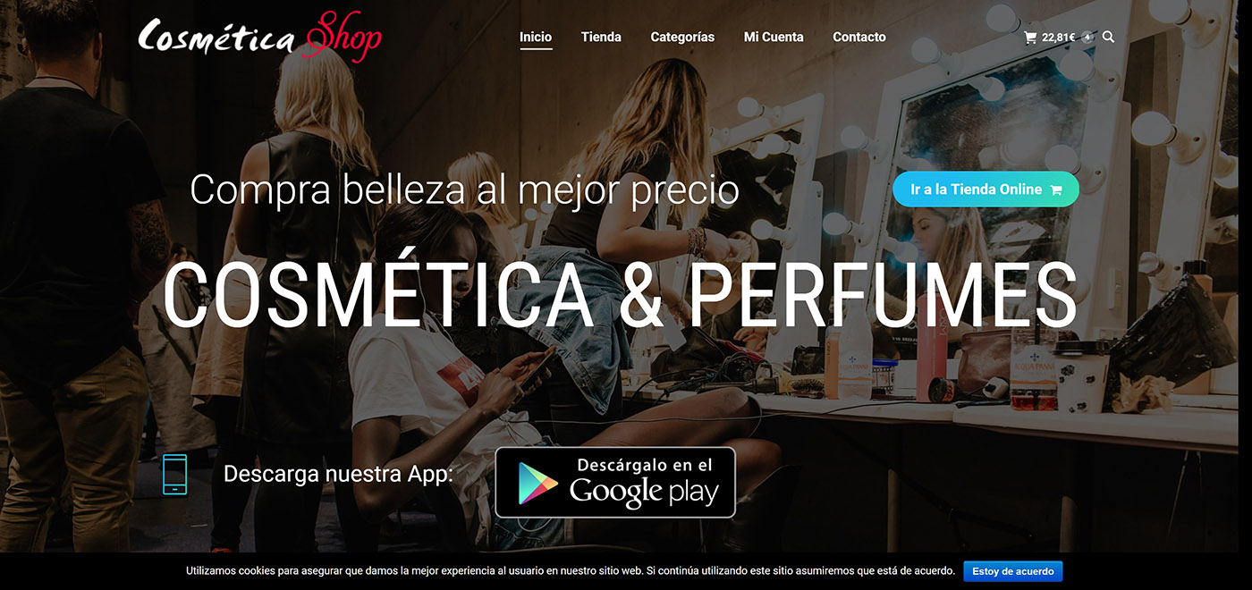 Web design for a cosmetics and perfume shop