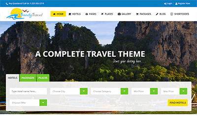 Examples of travel agency web design