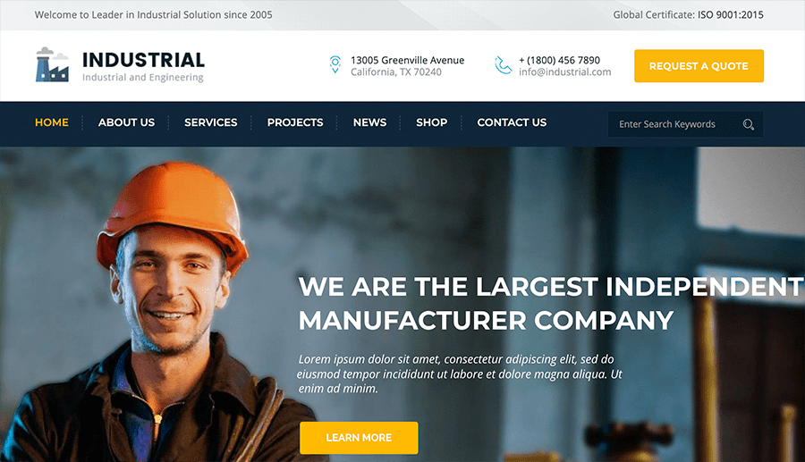 Entreprise industrielle de conception de sites web