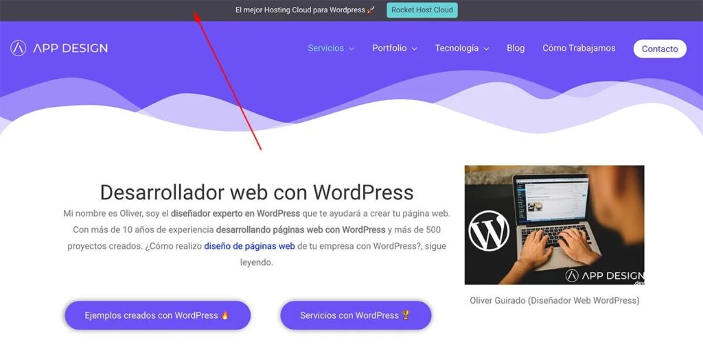 Barre de notification supérieure pour WordPress