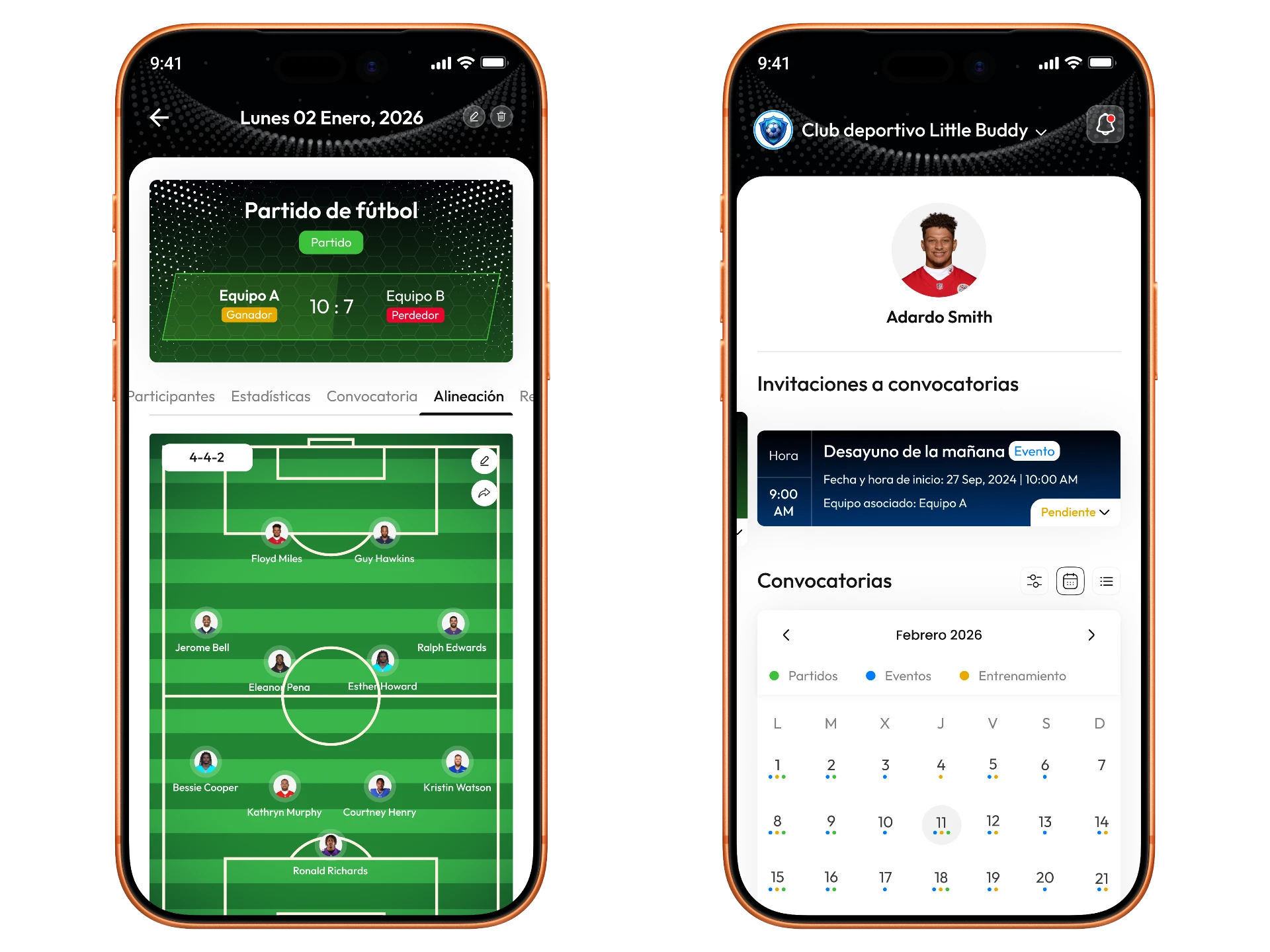 desarrollo app gestión deportiva